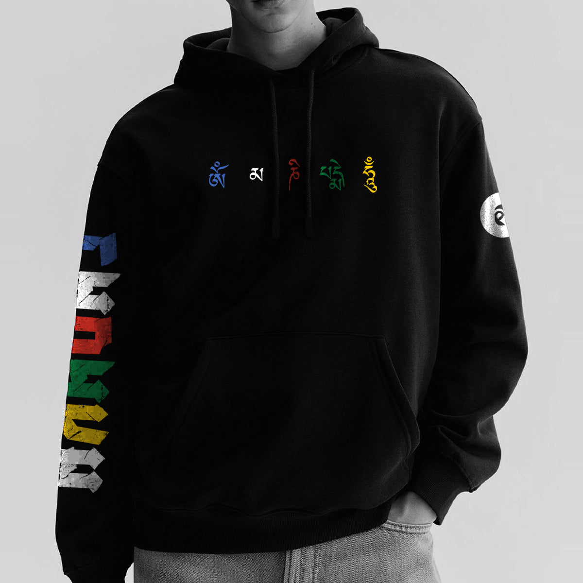Aurum Era Black Graphic New Ladakh Printed Hooded Hoodies for Men - Thick Cotton Branded Stylish Winter Hoodies for Men | Hooded Black Sweatshirts for Mens & Woolen Jumper for Men